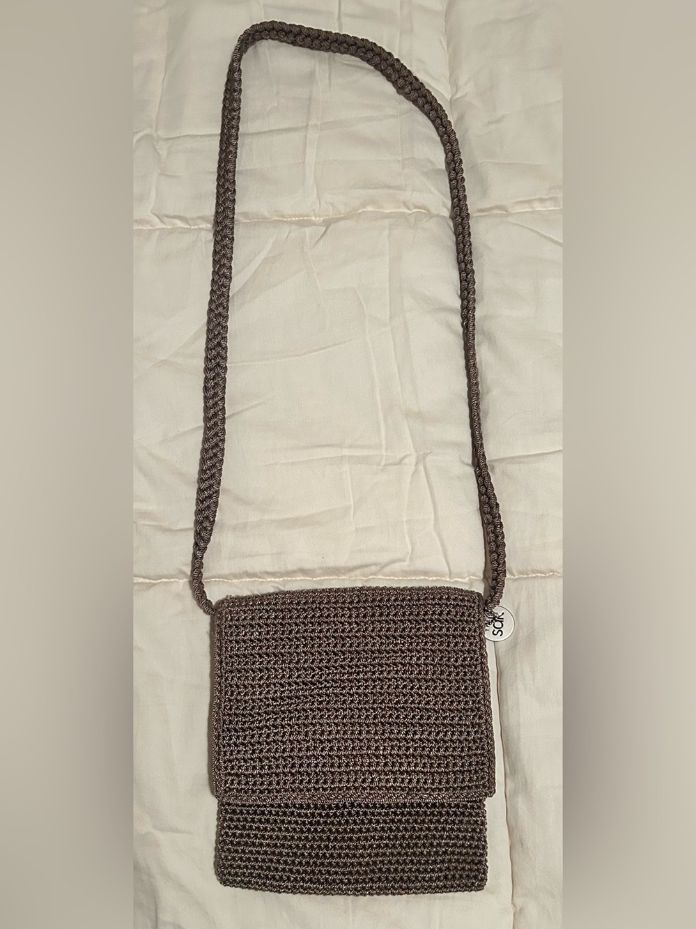 The Sak Brown Crochet Crossbody Bag with Braided Strap